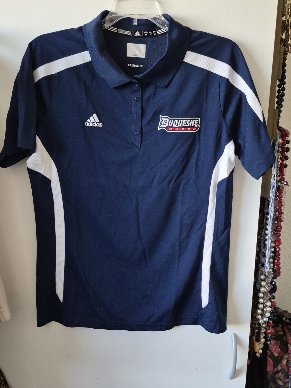 New Adidas Navy and White Womens Duquesne Polo Shirt